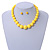 Pineapple Yellow Acrylic Bead  Choker Style Necklace And Stud Earring Set In Silver Tone - 38cm L/ 5cm Ext - view 3