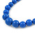 Imperial Blue Acrylic Bead Choker Style Necklace And Stud Earring Set In Silver Tone - 38cm L/ 5cm Ext - view 3