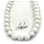 Snow White Acrylic Bead Choker Style Necklace And Stud Earring Set In Silver Tone - 38cm L/ 5cm Ext - view 4