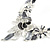 Matt Pastel Grey/ White Enamel, Clear Crystal Floral Necklace and Stud Earrings In Light Silver Tone - 45cm L/ 7cm Ext - view 7