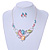 Matt Pastel Multicoloured Enamel Leaf Necklace and Stud Earrings Set In Light Silver Tone - 44cm L/ 7cm Ext - view 2