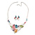 Matt Pastel Multicoloured Enamel Leaf Necklace and Stud Earrings Set In Light Silver Tone - 44cm L/ 7cm Ext - view 5