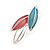 Matt Pastel Multicoloured Enamel Leaf Necklace and Stud Earrings Set In Light Silver Tone - 44cm L/ 7cm Ext - view 9