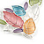 Matt Pastel Multicoloured Enamel Leaf Necklace and Stud Earrings Set In Light Silver Tone - 44cm L/ 7cm Ext - view 3