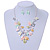 Matt Pastel Multicoloured Enamel Leaf Necklace and Stud Earrings Set In Light Silver Tone - 45cm L/ 7cm Ext - view 2