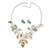 Matt Pastel Multicoloured Enamel Leaf Necklace and Stud Earrings Set In Light Silver Tone - 45cm L/ 7cm Ext - view 4