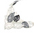 Matte Enamel Pastel Grey/ White Leaf Motif Necklace and Stud Earrings Set In Silver Tone - 44cm L/ 7cm Ext - view 4