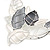 Matte Enamel Pastel Grey/ White Leaf Motif Necklace and Stud Earrings Set In Silver Tone - 44cm L/ 7cm Ext - view 5