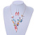 Matt Pastel Multicoloured Enamel Leaf Necklace and Stud Earrings In Light Silver Tone - 45cm L/ 7cm Ext - view 2