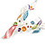 Matt Pastel Multicoloured Enamel Leaf Necklace and Stud Earrings In Light Silver Tone - 45cm L/ 7cm Ext - view 4