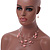 Multistrand Light Pink Glass and Ceramic Bead Wire Necklace & Drop Earrings Set - 48cm L/ 5cm Ext - view 2