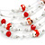 Romantic Multistrand Layered Glass/ Ceramic Beaded Necklace and Drop Earrings Set (White, Red) - 50cm L/ 5cm Ext - view 4