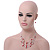 Romantic Multistrand Layered Glass/ Ceramic Beaded Necklace and Drop Earrings Set (White, Red) - 50cm L/ 5cm Ext - view 2