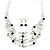 Romantic Multistrand Layered Glass/ Ceramic Beaded Necklace and Drop Earrings Set (White, Black) - 50cm L/ 5cm Ext