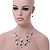 Romantic Multistrand Layered Glass/ Ceramic Beaded Necklace and Drop Earrings Set (White, Black) - 50cm L/ 5cm Ext - view 2