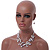 Romantic Multistrand Layered Beaded Necklace and Drop Earrings Set (White, Lilac) - 50cm L/ 4cm Ext - view 8