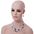 Romantic Multistrand Layered Beaded Necklace and Drop Earrings Set (White, Blue) - 50cm L/ 4cm Ext - view 2