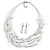 Multistrand White Glass Bead Wire Necklace & Drop Earrings Set - 48cm Length/ 5cm Extension - view 2