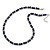 6mm Dark Blue Ceramic Bead Necklace, Flex Bracelet & Drop Earrings With Crystal Ring Set In Silver Tone - 42cm L/ 4cm Ext - view 9