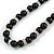 6mm Black Ceramic Bead Necklace, Flex Bracelet & Drop Earrings With Crystal Ring Set In Silver Tone - 42cm L/ 4cm Ext - view 5
