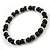 6mm Black Ceramic Bead Necklace, Flex Bracelet & Drop Earrings With Crystal Ring Set In Silver Tone - 42cm L/ 4cm Ext - view 10