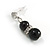 6mm Black Ceramic Bead Necklace, Flex Bracelet & Drop Earrings With Crystal Ring Set In Silver Tone - 42cm L/ 4cm Ext - view 6