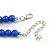 Royal Blue Ceramic Bead Necklace, Flex Bracelet & Drop Earrings With Crystal Ring Set In Silver Tone - 48cm L/ 6cm Ext - view 7