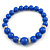 Royal Blue Ceramic Bead Necklace, Flex Bracelet & Drop Earrings With Crystal Ring Set In Silver Tone - 48cm L/ 6cm Ext - view 10