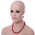 Red Glass Bead Necklace, Flex Bracelet & Drop Earrings With Crystal Ring Set In Silver Tone - 48cm L/ 6cm Ext - view 2