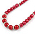 Red Glass Bead Necklace, Flex Bracelet & Drop Earrings With Crystal Ring Set In Silver Tone - 48cm L/ 6cm Ext - view 8