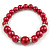 Red Glass Bead Necklace, Flex Bracelet & Drop Earrings With Crystal Ring Set In Silver Tone - 48cm L/ 6cm Ext - view 7