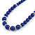 Blue Ceramic Bead Necklace, Flex Bracelet & Drop Earrings With Crystal Ring Set In Silver Tone - 48cm L/ 6cm Ext - view 6