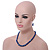 Inky Blue Glass Bead Necklace, Flex Bracelet & Drop Earrings With Crystal Ring Set In Silver Tone - 48cm L/ 6cm Ext - view 2