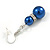 Inky Blue Glass Bead Necklace, Flex Bracelet & Drop Earrings With Crystal Ring Set In Silver Tone - 48cm L/ 6cm Ext - view 6