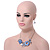 Light Blue Crystal Geometric Necklace and Drop Earrings Set In Sivler Tone - 38cm L/ 7cm Ext - Gift Boxed - view 8