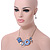 Light Blue Crystal Geometric Necklace and Drop Earrings Set In Sivler Tone - 38cm L/ 7cm Ext - Gift Boxed - view 3