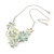 Pastel Green Flower Cluster V shape Necklace and Stud Earrings Set In Silver Tone - 42cm L/ 9cm Ext - Gift Boxed - view 10