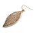 Vintage Inspired Textured Leaf Pendant and Drop Earrings Set In Aged Rose Gold Tone - 60cm L/ 7cm Ext - view 6