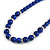 5mm, 7mm Royal Blue Ceramic/ Crystal Bead Necklace and Drop Earring Set In Silver Plating - 44cm L/ 5cm Ext - view 4