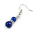 5mm, 7mm Royal Blue Ceramic/ Crystal Bead Necklace and Drop Earring Set In Silver Plating - 44cm L/ 5cm Ext - view 6