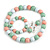 Pastel Mint/ Pink/ White Wood Flex Necklace, Bracelet and Drop Earrings Set - 46cm L