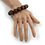 Brown/ Bronze Long Wooden Bead Necklace, Flex Bracelet and Drop Earrings Set - 80cm Long - view 3