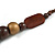 Brown/ Bronze Long Wooden Bead Necklace, Flex Bracelet and Drop Earrings Set - 80cm Long - view 7