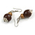 Brown/ Bronze Long Wooden Bead Necklace, Flex Bracelet and Drop Earrings Set - 80cm Long - view 6