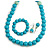 Mint/ Turquoise Coloured Wooden Bead Necklace, Flex Bracelet and Drop Earrings Set - 80cm Long - view 10