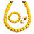 Banana Yellow/ Bronze Long Wooden Bead Necklace, Flex Bracelet and Drop Earrings Set - 80cm Long - view 5