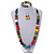 Multicoloured Long Wooden Bead Necklace, Flex Bracelet and Drop Earrings Set - 80cm Long - view 2