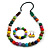 Multicoloured Long Wooden Bead Necklace, Flex Bracelet and Drop Earrings Set - 80cm Long - view 9