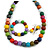 Multicoloured Long Wooden Bead Necklace, Flex Bracelet and Drop Earrings Set - 80cm Long - view 8