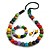 Multicoloured Long Wooden Bead Necklace, Flex Bracelet and Drop Earrings Set - 80cm Long - view 10